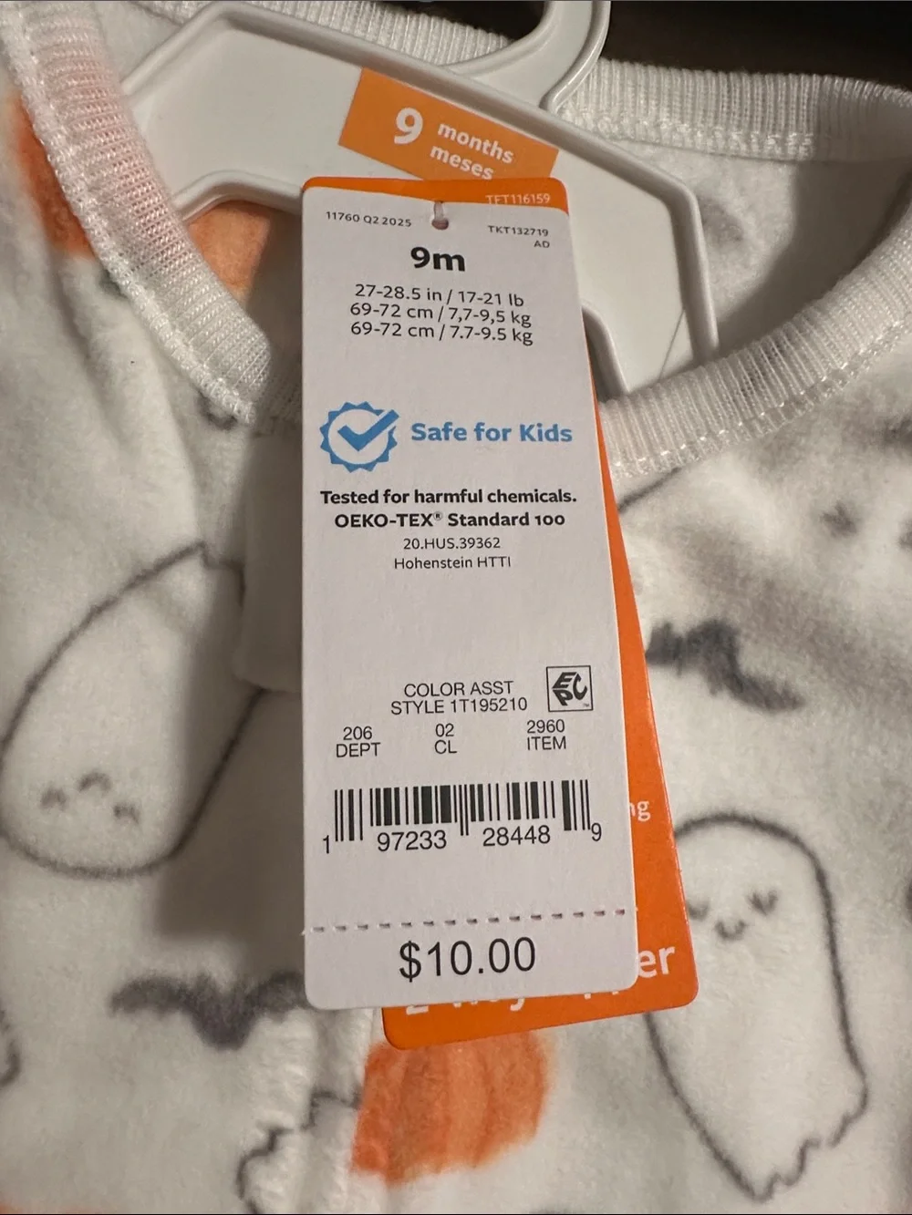 Carter's White & Orange Ghost and Pumpkin Footed One-Piece Set